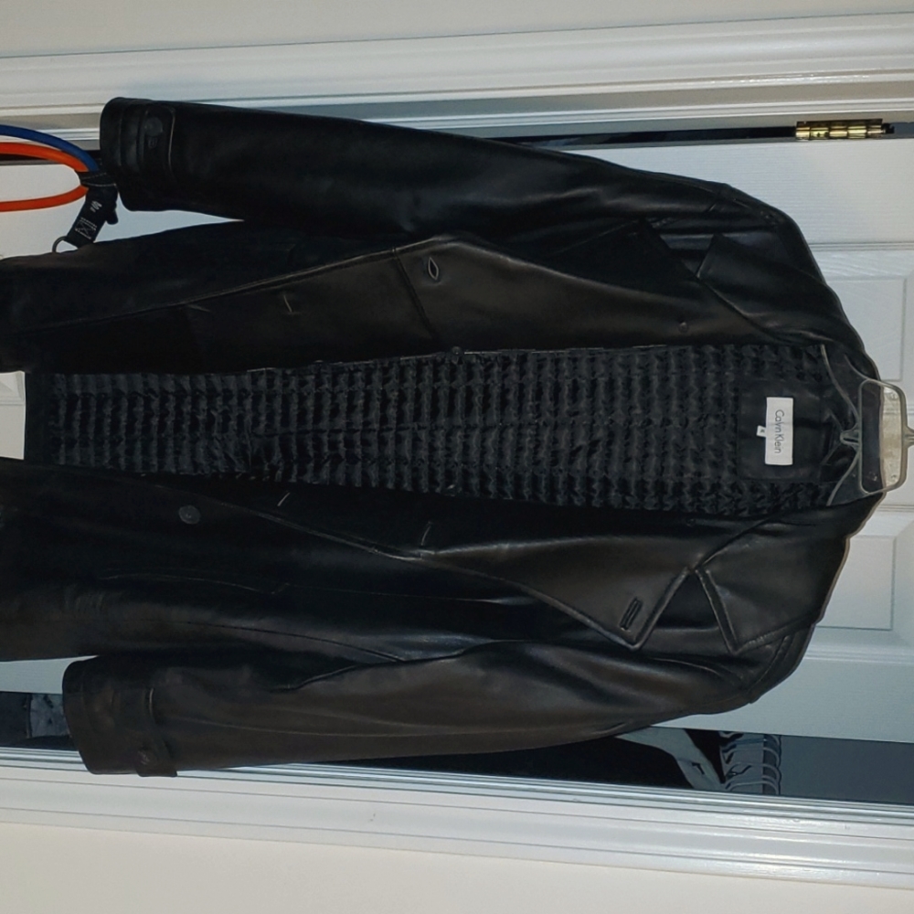 Calvin Klein XL Black leather jacket